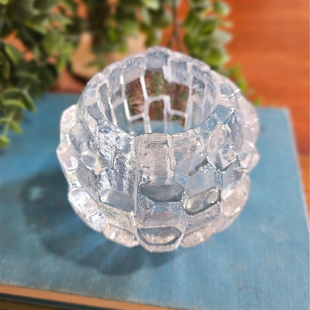 Kosta Boda Igloo Crystal Votive Candle Holder Swedish Art Glass